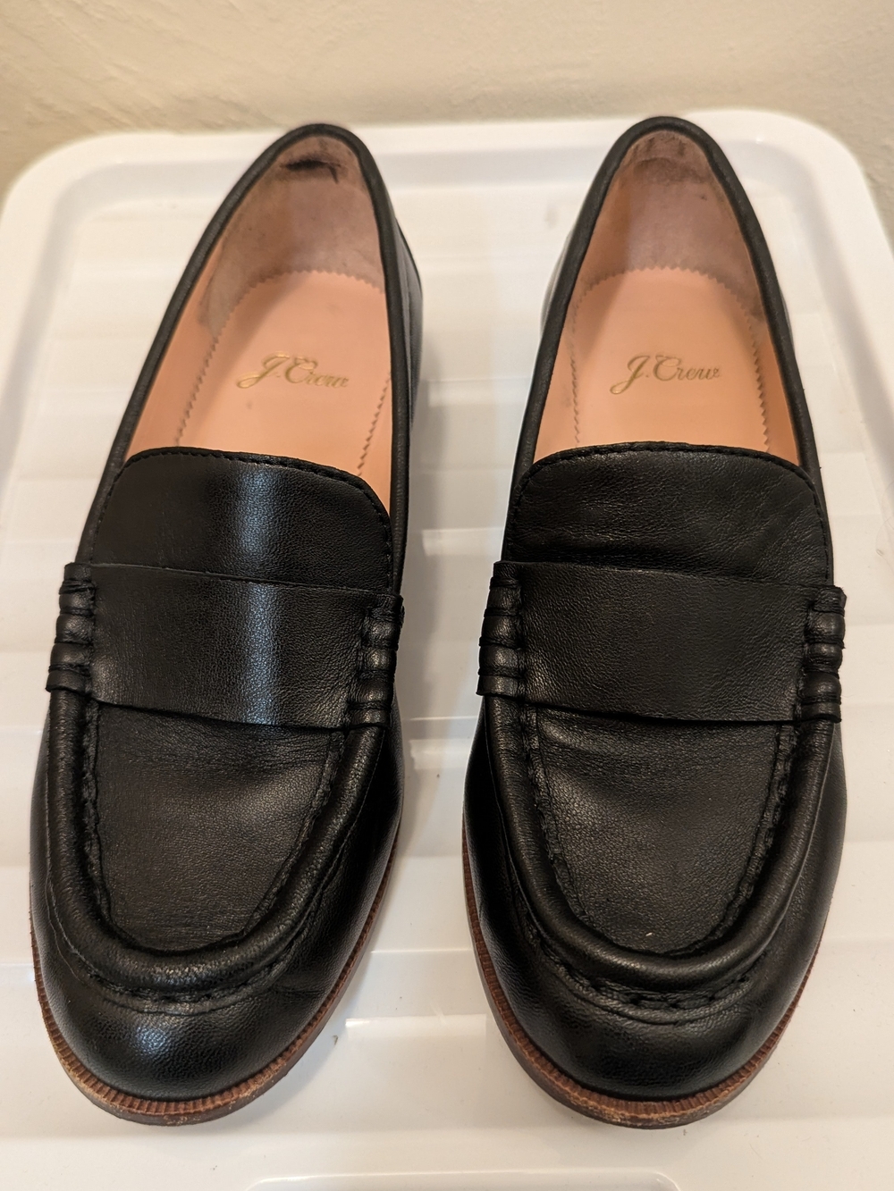 J. Crew Black Leather Penny Loafers